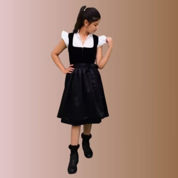 Luxurious Black Velvet Dirndl Dress – Timeless Elegance Meets Modern Comfort - Image 2
