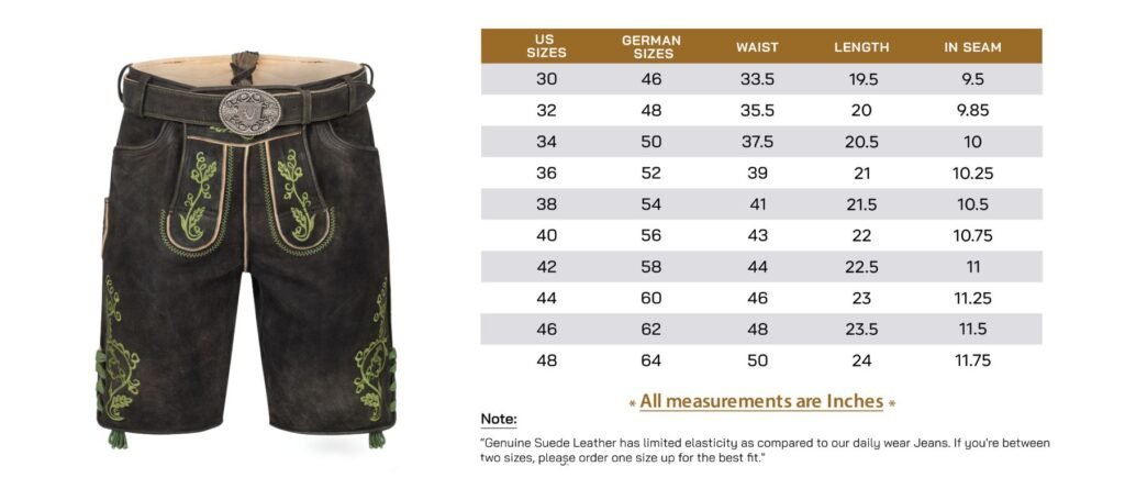 Size Guide 3 Lederhosen Size Guide