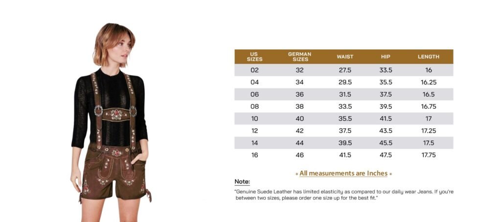 Size Guide 2 WOMEN LEDERHOSEN Size Guide (1)